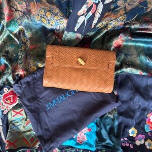 J. McLaughlin Brown Woven Clutch